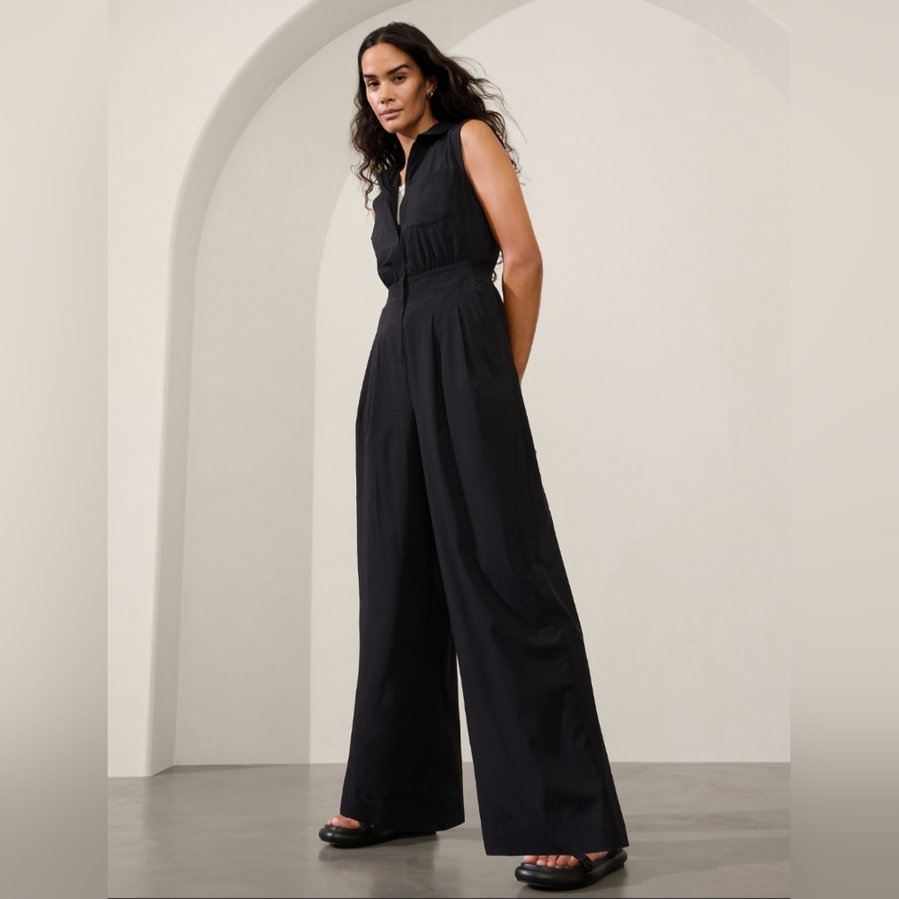 NWOT Athleta Brooklyn Heights Wide Leg Jumpsuit, Black, Size 0